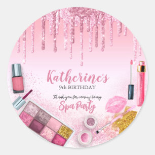 Adesivo Redondo Spa Party Glam Girl Festa de aniversário Salon
