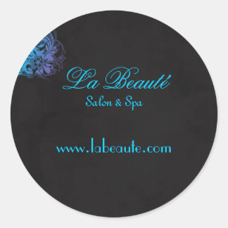 Adesivo Redondo Spa Salon Floral Blue Turquoise Sticker