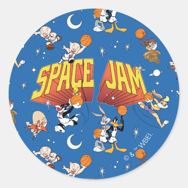 Adesivo Redondo SPACE JAM™ TUNE SQUAD™ Outter Space Pattern (Frente)
