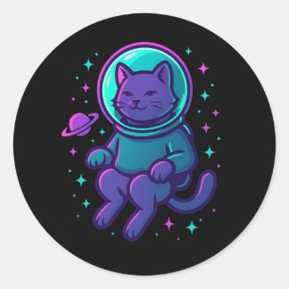 Adesivo Redondo Space Kitty 2099 – Astronaut Cat Sticker