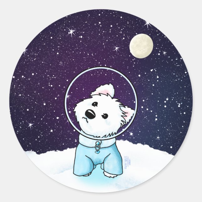 Adesivo Redondo Space Westie (Frente)