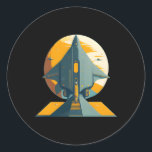 Adesivo Redondo Spacecraft Spaceship Science Fiction<br><div class="desc">Explore o desconhecido com essa design de espaçonave futurista que incorpora a essência da ficção científica e leva sua imaginação a novas fronteiras.</div>