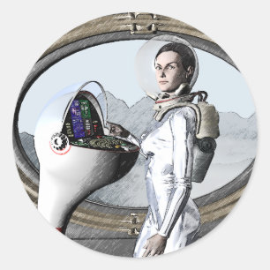 Adesivo Redondo spacegirl do vintage