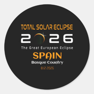 Adesivo Redondo Spain Basque Country Total Solar Eclipse August