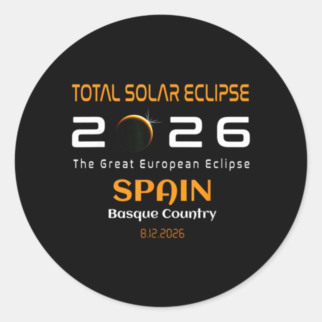 Adesivo Redondo Spain Basque Country Total Solar Eclipse August (Frente)