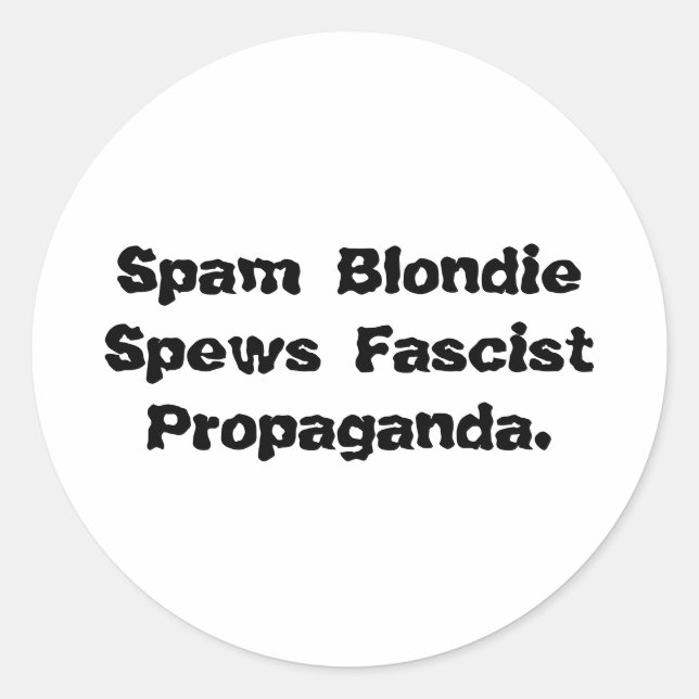 Adesivo Redondo Spam Blondie Propaganda Hankamer Artjunkhaus (Frente)