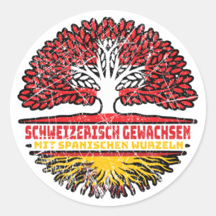 Adesivo Redondo Spanien Schweizer Schweiz Baum Wurzel