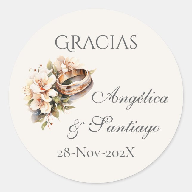 Adesivo Redondo Spanish Boho Wedding round sticker  (Frente)