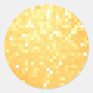 Adesivo Redondo Sparkle de pixel do ouro