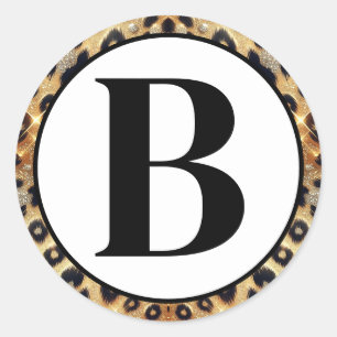 Adesivo Redondo Sparkle Glam Dourado Leopard Chita Impressão