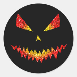 Adesivo Redondo Sparkly Jack O'Lanterna face Halloween