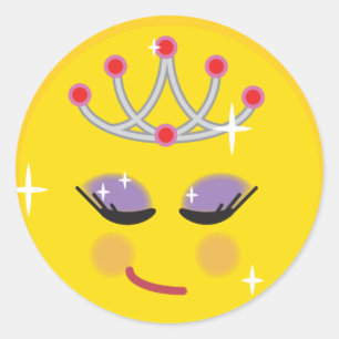Adesivo Redondo Sparkly Princess Emoticon