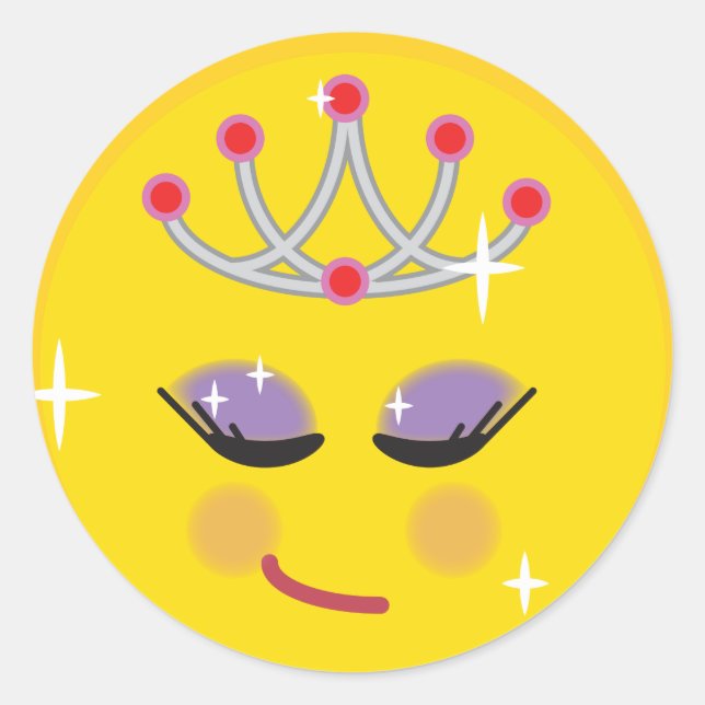 Adesivo Redondo Sparkly Princess Emoticon (Frente)