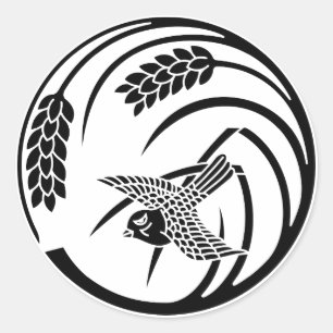 Adesivo Redondo Sparrow no círculo das plantas de arroz