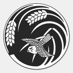 Adesivo Redondo Sparrow no círculo das plantas de arroz