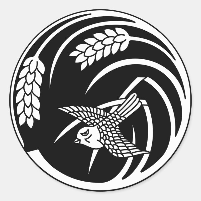 Adesivo Redondo Sparrow no círculo das plantas de arroz (Frente)