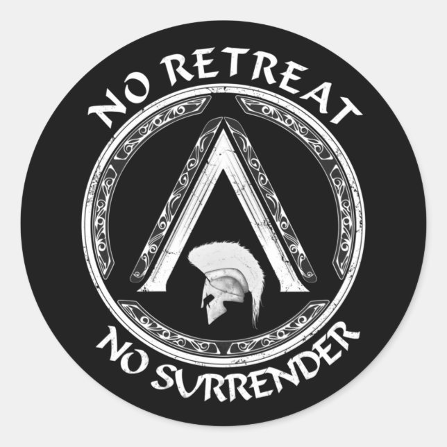 Adesivo Redondo Spartan Warrior e Lambda - Símbolo Sticker (Frente)