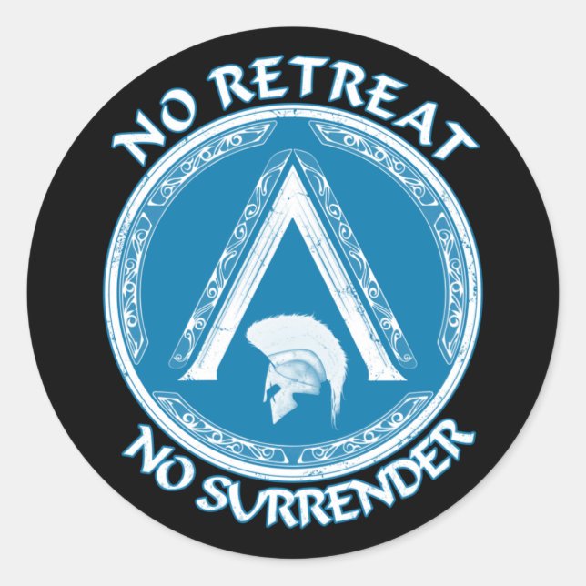 Adesivo Redondo Spartan Warrior e Lambda - Símbolo Sticker (Frente)