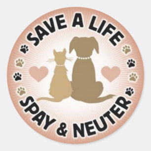 Adesivo Redondo spay e neutralize seus animais de estimação