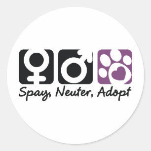 Adesivo Redondo Spay, Neuter, Adote