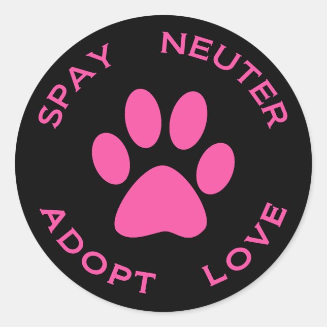 Adesivo Redondo Spay Neuter Adote Love (Frente)