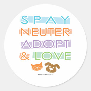 Adesivo Redondo Spay Neuter Adote Love