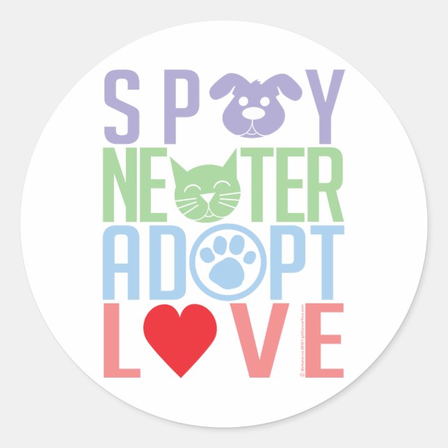 Adesivo Redondo Spay Neuter Adote Love 2 (Frente)