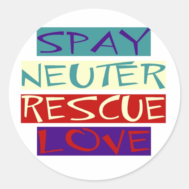 Adesivo Redondo Spay Neuter Rescution Love (Frente)