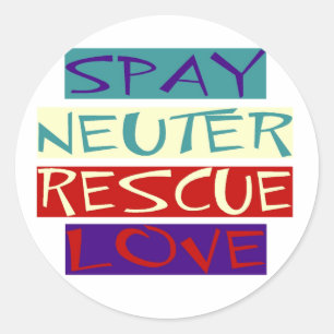 Adesivo Redondo Spay Neuter Rescution Love