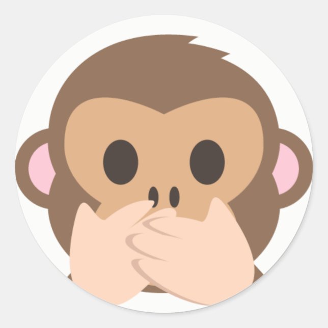 Adesivo Redondo Speak-No-Mau Monkey Emoji (Frente)