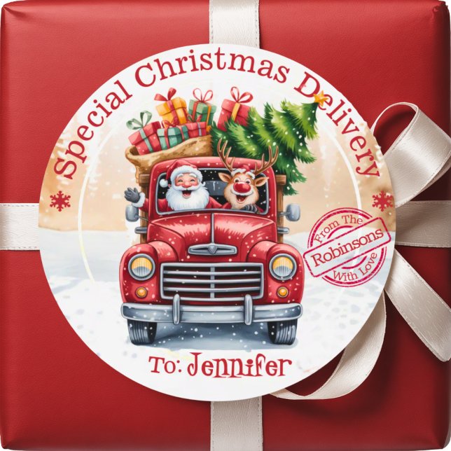 Adesivo Redondo Special Christmas Delivery Cute Holiday Gift (Criador carregado)