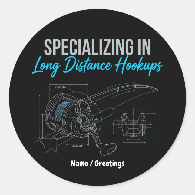 Adesivo Redondo Specializing in Long Distance Hookups Funny Tech (Frente)
