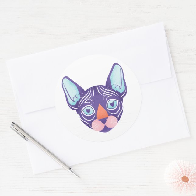 Adesivo Redondo Sphynx Halloween (Envelope)