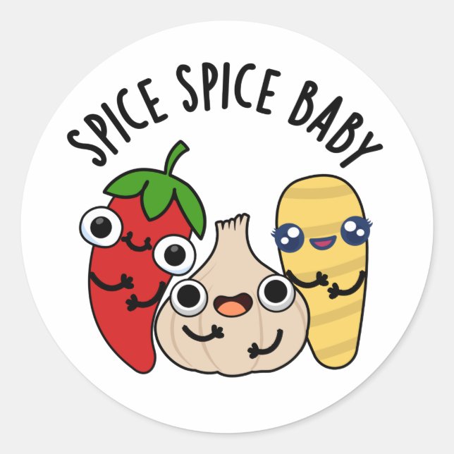 Adesivo Redondo Spice Spice Baby Engraçado Comida Pun (Frente)
