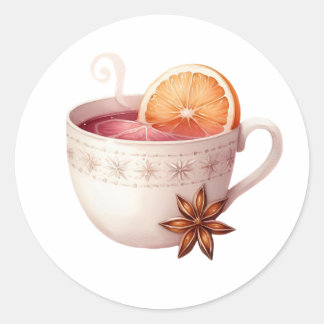 Adesivo Redondo Spiced Winter Tea Sticker – Cozy Holiday Drink