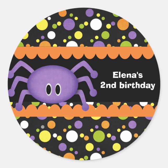 Adesivo Redondo Spider Birthday Halloween (Frente)