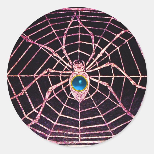 Adesivo Redondo SPIDER E WEB Blue Sapphire Black (Frente)