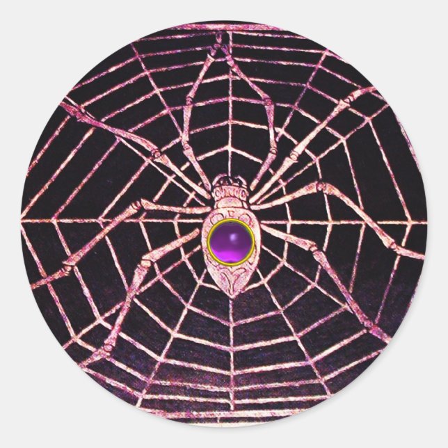 Adesivo Redondo SPIDER E WEB Roxo Ametist Preto (Frente)