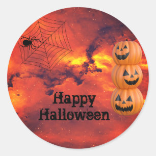 Adesivo Redondo Spider Pumpkins Clássico Redondo Halloween