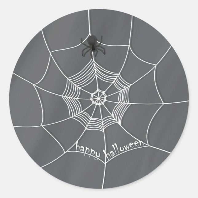 Adesivo Redondo Spider Spooky no Spider Web Classic Round Sticker (Frente)