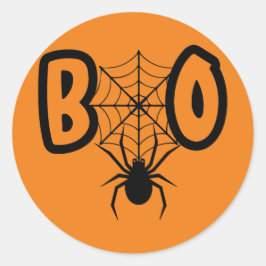 Adesivo Redondo Spider Web Boo Halloween Sticker