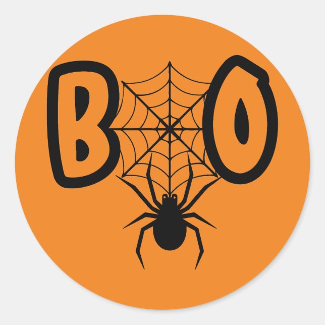 Adesivo Redondo Spider Web Boo Halloween Sticker (Frente)