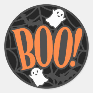 Adesivo Redondo Spider Web Ghost Boo! Dia das Bruxas
