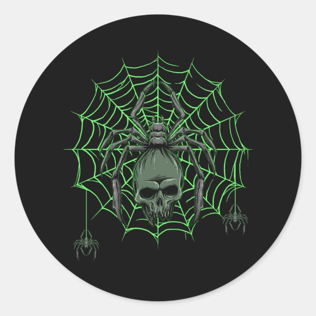 Adesivo Redondo Spider Web Skull Horror Halloween Costume Spiderwe (Frente)
