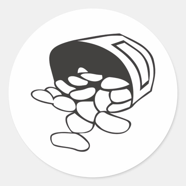 Adesivo Redondo Spilled Beans Black and White Outline (Frente)