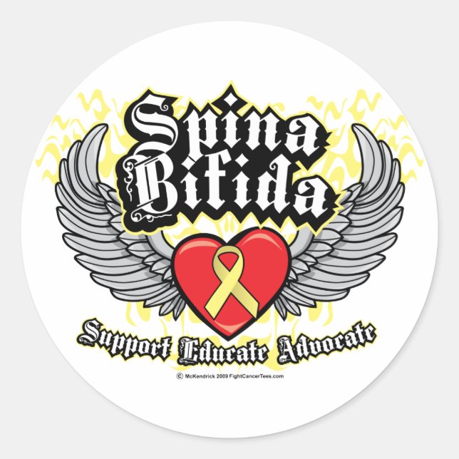 Adesivo Redondo Spina Bifida Wings (Frente)