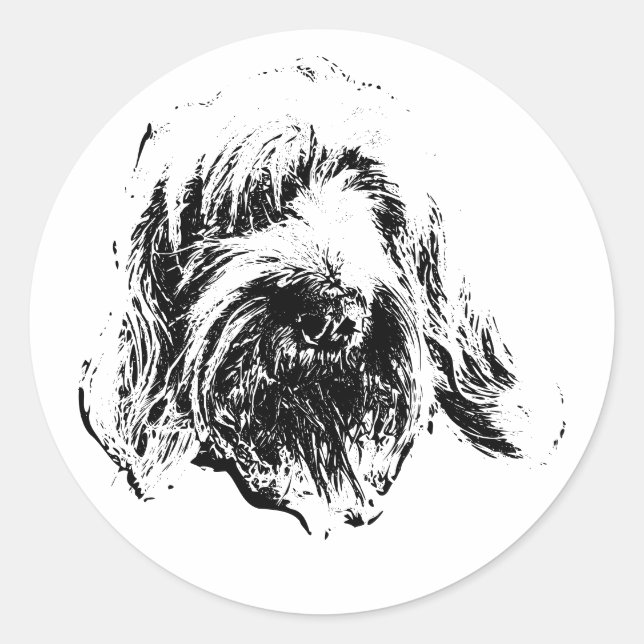 Adesivo Redondo Spinone Italiano Sticker – Minimalist Dog Face (Frente)