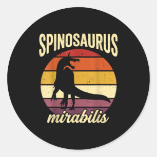 Adesivo Redondo Spinosaurus mirabilis retrô vintage novo dinossaur