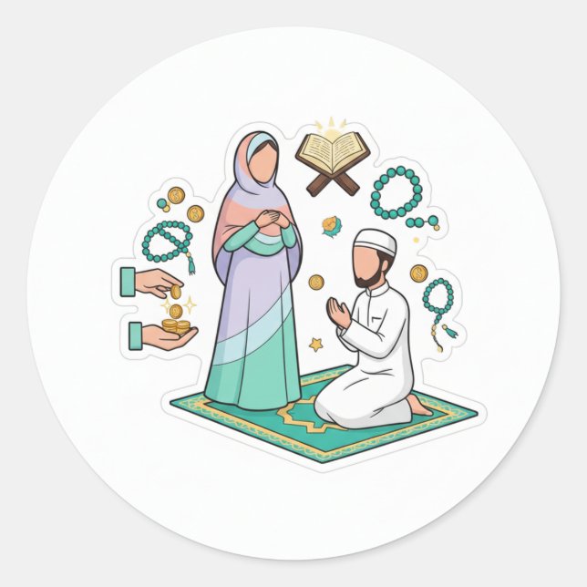Adesivo Redondo Spiritual Islamic Faith & Worship Sticker (Frente)
