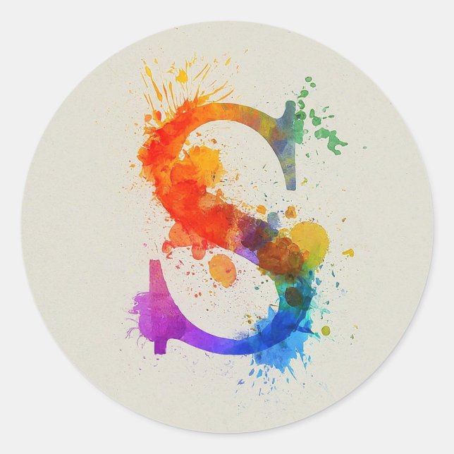 Adesivo Redondo Splash de Aquarela S (Frente)